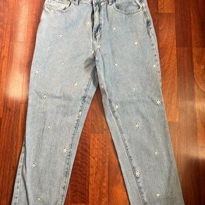 Light Blue Embroidered Women's Jeans